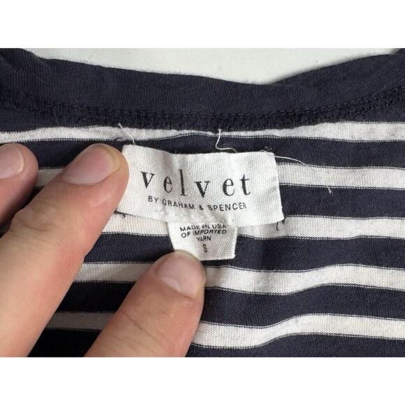 Velvet Graham & Spencer Sleeveless T Shirt Mini Dress Sz S Striped White Blue - Picture 2 of 4